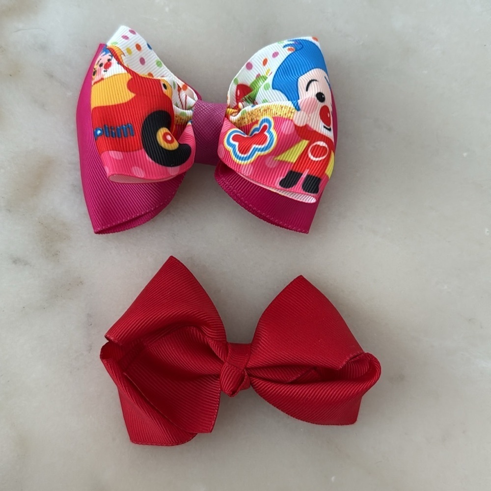 Plim Plim Colorful Hair Bow For Girls with Santa Designs Set of 4 NWOT - Picture 5 of 8